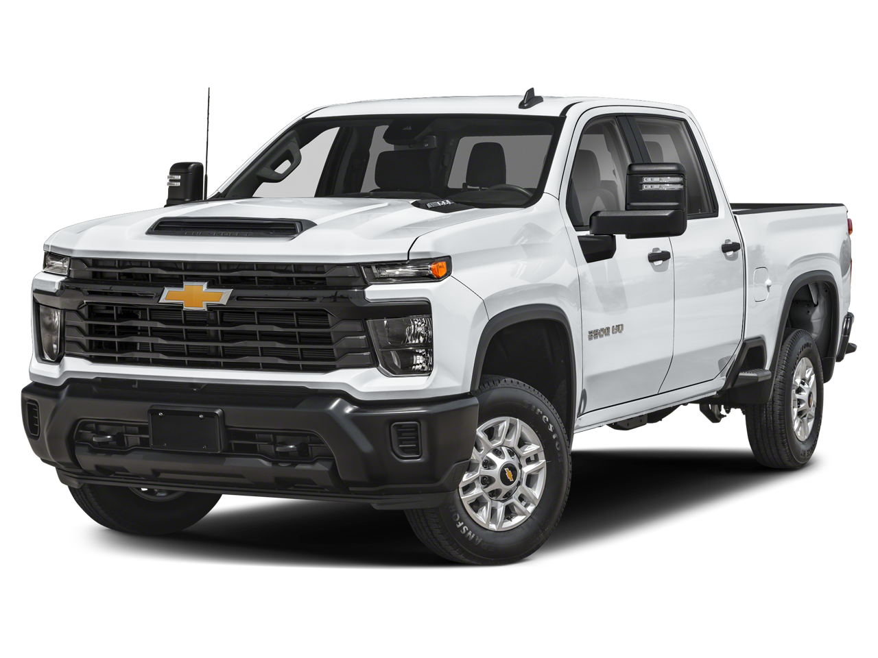 2026 Chevrolet Silverado 2500 HD Custom in White Sands — front three-quarter view